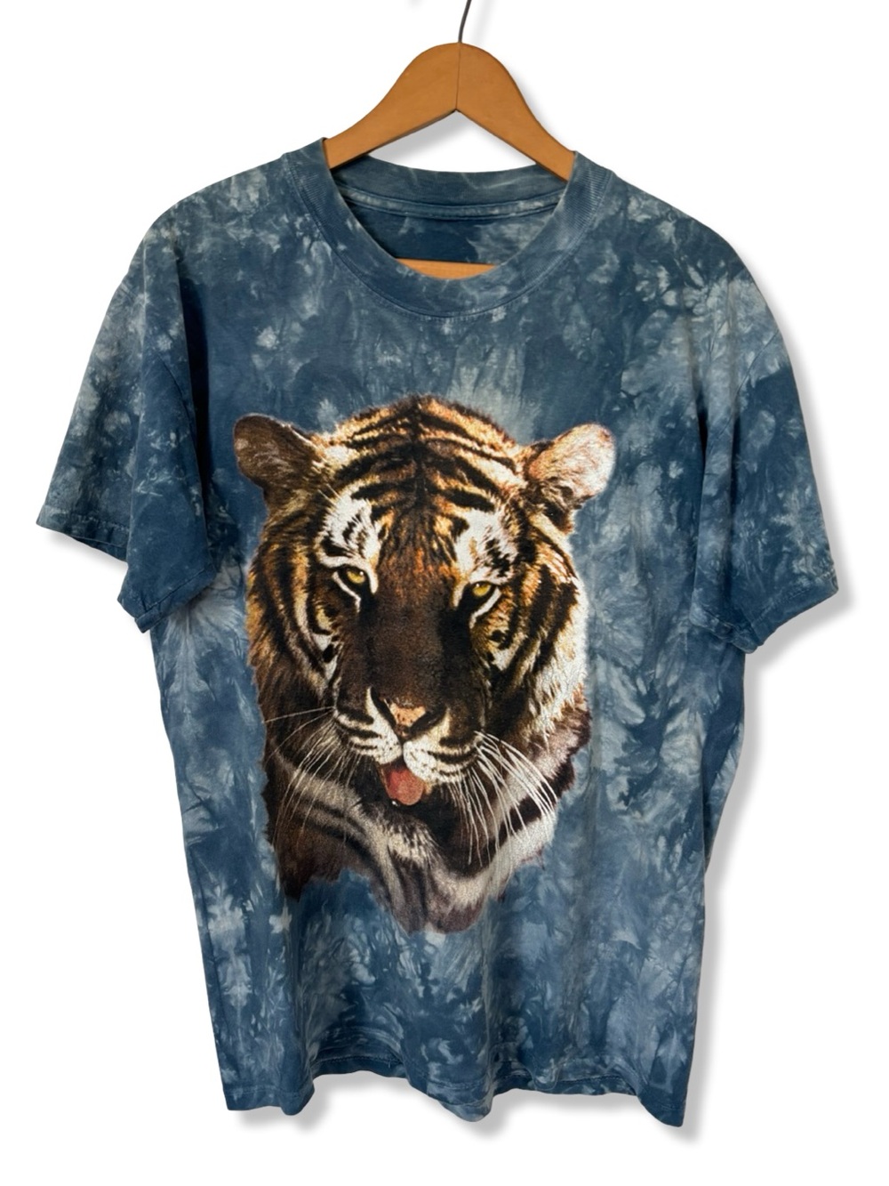 Men's Tie-Dye Blue Tiger Graphic T-Shirt